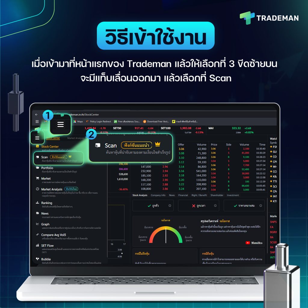 วิธีใช้งาน scan Trademan